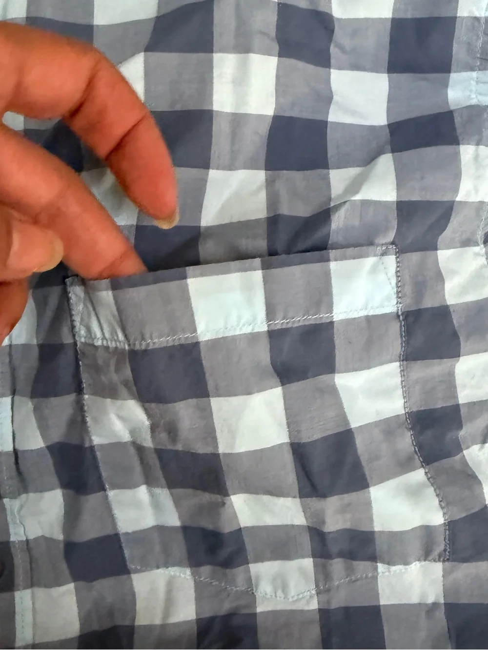 J. Crew Light and Dark Blue Gingham Short-Sleeve Button-Down Shirt
